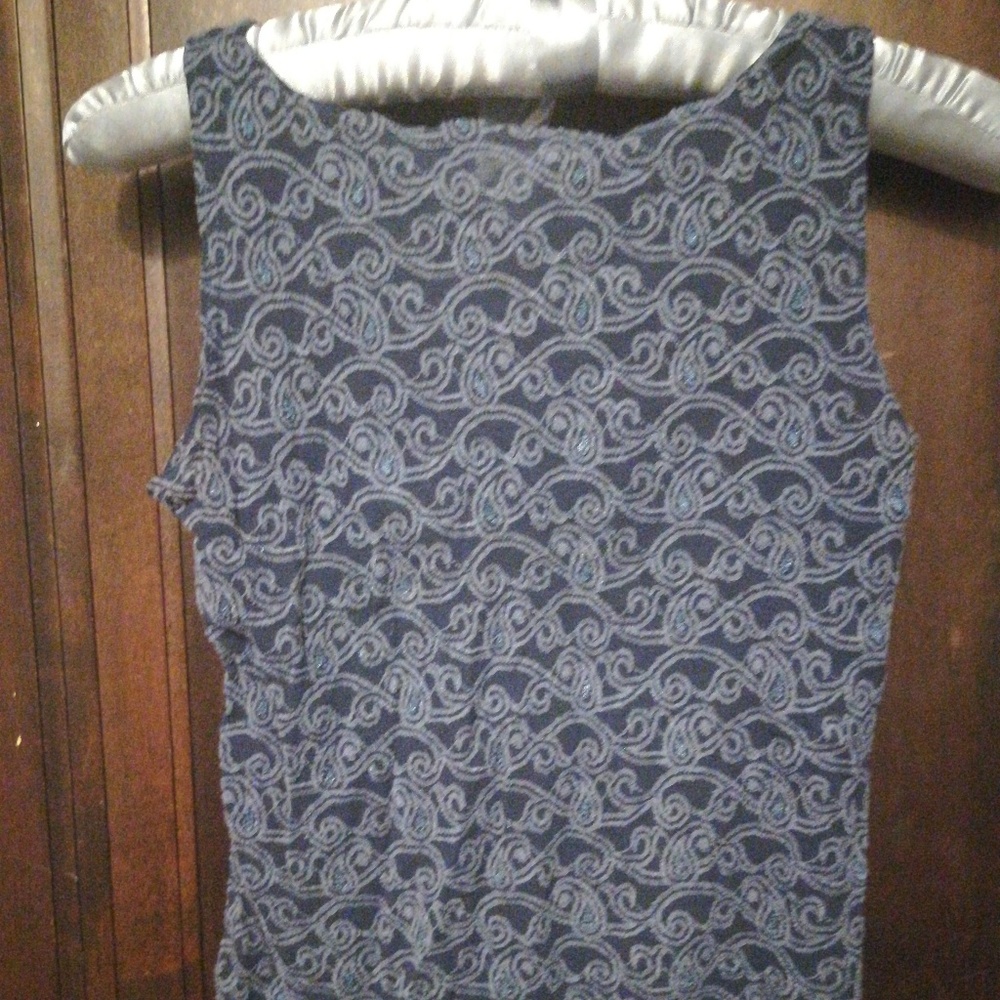 H&M paisley blue shimmer tank top metallic